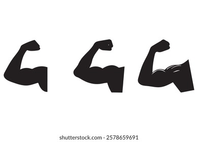 Strong Flexing Bicep Muscular Arms vector icon isolated on a white background. Muscle icon.