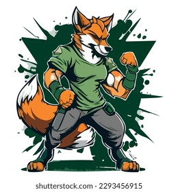 A strong fox is preparing for fight white background  For your sticker logo design