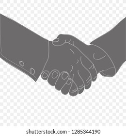 strong friendly handshake of two men's hands.  Vector drawing