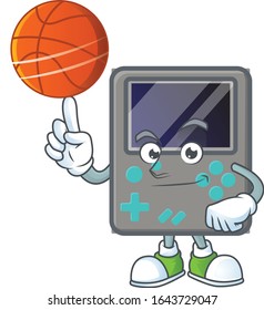 a strong game console cartoon character with a basketball