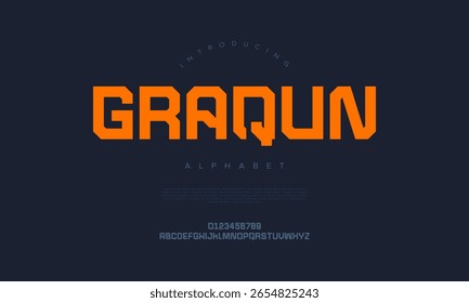 Strong geometric display font with blocky structure, great for headlines, posters, and esports designs