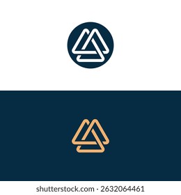 Strong Geometric Triangle unique Logo Design. Three Sharp Pointed Geometric Triangle Lines Logo Design.