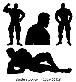 Strong giant silhouette set isolated on white
