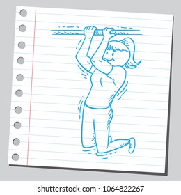 Strong girl doing pull ups