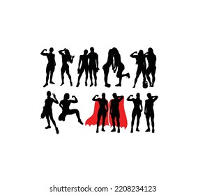 Strong Girls Silhouette, art vector design