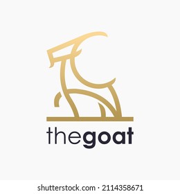 Strong goat icon line outline logo design Premium