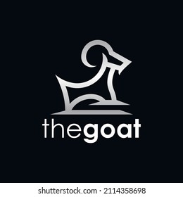 Strong goat icon line outline logo design Premium