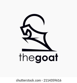 Strong Goat Icon Line Outline Logo Design Premium