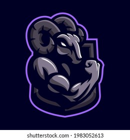 Strong Goat Mascot Logo Template