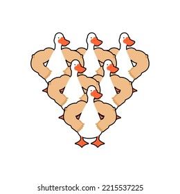 Strong goose Gang. Powerful waterfowl group. Vector illustration
