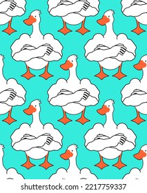 Strong goose Pattern seamless . Powerful waterfowl Background. Baby fabric texture