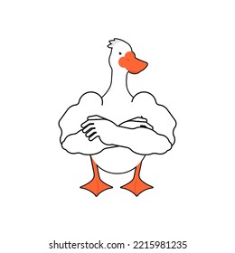 Ganso fuerte. Poderosa ave acuática. Ilustración del vector