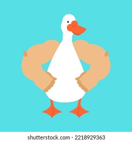 Strong goose. Powerful waterfowl. Vector illustration