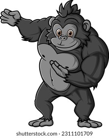 Strong gorilla cartoon posing mascot character of illustration