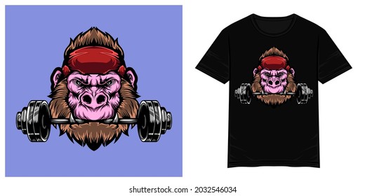 Strong gorilla vector tshirt illustration