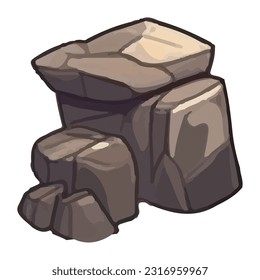 strong and gray rocks icons isolated