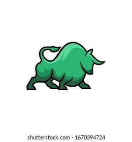 Strong green bull design template logo vector