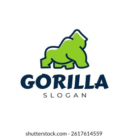Strong Green Monkey Line Art Unique Vector Logo of Strong Wild Animal