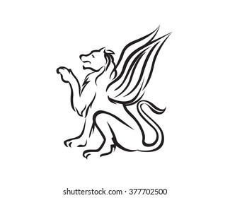 Strong Griffin in Black Silhouette