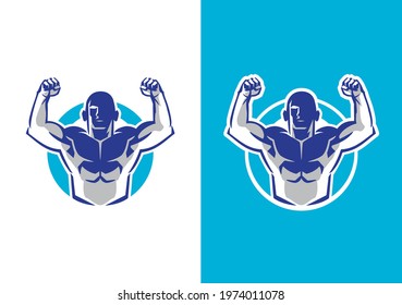 Strong gym exercise man logo