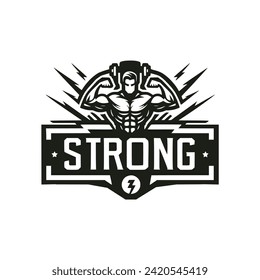 strong gym fitness health logo vector illustration template design