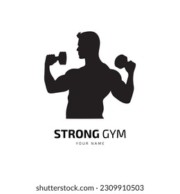 strong gym vector with hand holding dumbbell