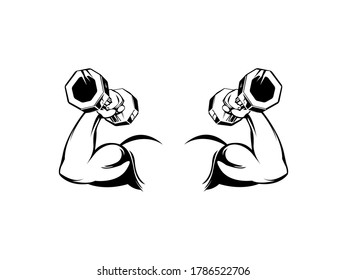 strong hand arm, bicep, Gym logo,fitness icon vector illustration. cartoon Male Power hand sign