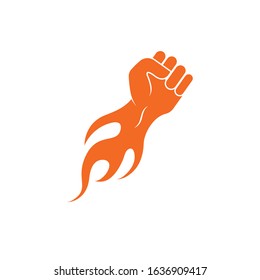 strong hand with hot fire vector illustration design 