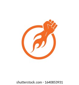 strong hand with hot fire vector illustration design 