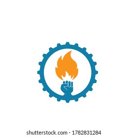 strong hand with hot fire vector illustration design 