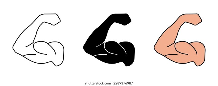 Strong hand icon. Strong arm sign, biceps and muscle strength pictogram. Train your biceps muscle to get best arm. Vector illustration. EPS 10 
