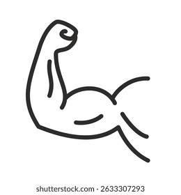 strong hand icon, muscle arm, thin line symbol vector illustration