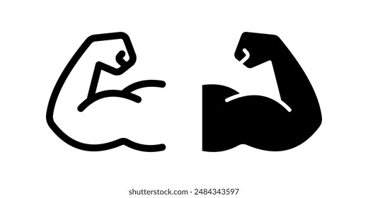 Strong hand line icon set color editable