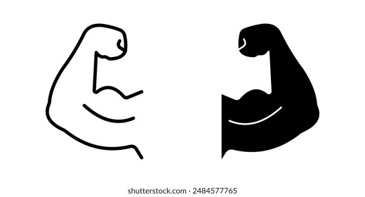 Strong hand line icon set color editable