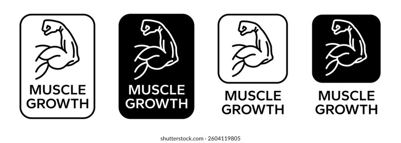Strong hand line icon set. Muscle arm logo, label, badge, symbol, strength, bicep, power, protein, man, flex, strong bone calcium, human body concept. Vector illustration.