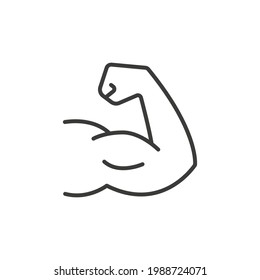 Strong hand line icon. Simple outline style. Muscle, arm, bicep, power, protein, man, strength, flex, human body concept. Vector illustration isolated on white background. Thin stroke EPS 10.