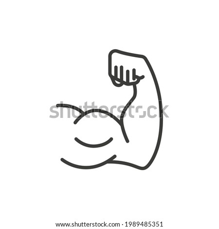 Strong hand line icon. Simple outline style. Muscle, arm, bicep, power, protein, man, strength, flex, human body concept. Vector illustration isolated on white background. Thin stroke EPS 10.