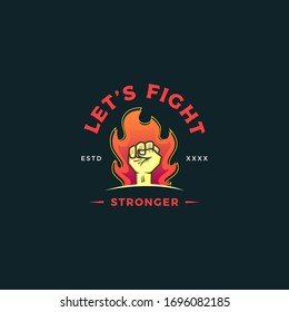 Strong hand logo design vector illustration