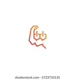 Forte mão sobre o design do logotipo do botão.