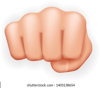 Strong hand punch fist power courage aggression protest fight realistic icon 3d isolated on white background vector illustration