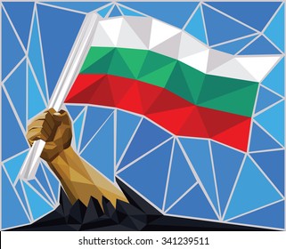 Strong Hand Raising The Bulgarian National Flag