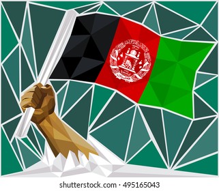 Strong Hand Raising The Flag Of Afghanistan