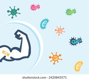 A strong hand showing vaccinated against all variants illustration