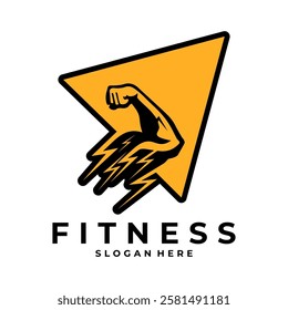 Strong hand and Triangle logo design vector. Sport Fitness and Gym logo design template