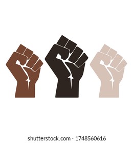 Strong hands with racial colors icon. Vector Illustration