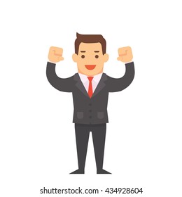 Strong happy businessman character vector design
