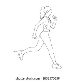 Strong hardy woman. Sport- one line drawing. Vector illustration continuous line drawing