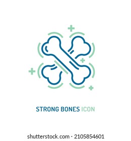 Strong healthy bones icon. Human health medical pictogram. Outline sign useful for packaging web graphic design. Medicine, healthcare concept. Editable vector illustration isolated on white background