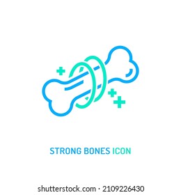Strong healthy bones icon. Human health medical pictogram. Outline sign useful for packaging web graphic design. Medicine, healthcare concept. Editable vector illustration isolated on white background