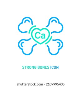 Strong healthy bones icon. Human health medical pictogram. Outline sign useful for packaging web graphic design. Medicine, healthcare concept. Editable vector illustration isolated on white background